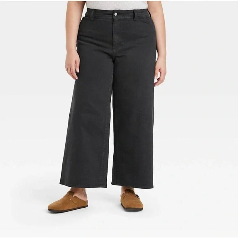 NWT - Women's Black High-Rise Sailor Wide Leg Ankle Jeans Universal Thread sz 17 - Picture 3 of 3